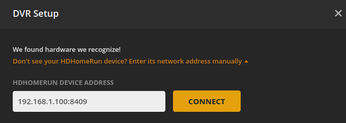 Plex DVR Manual Address